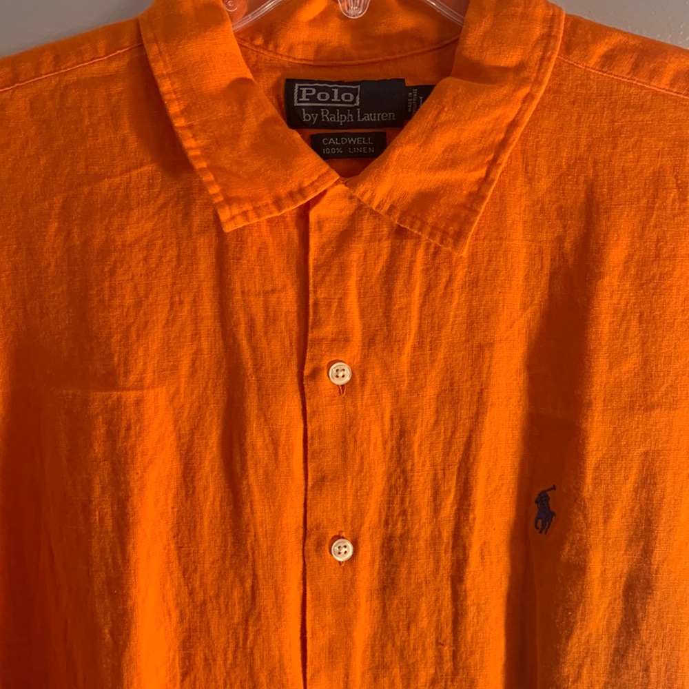 Orange polo shirt button up